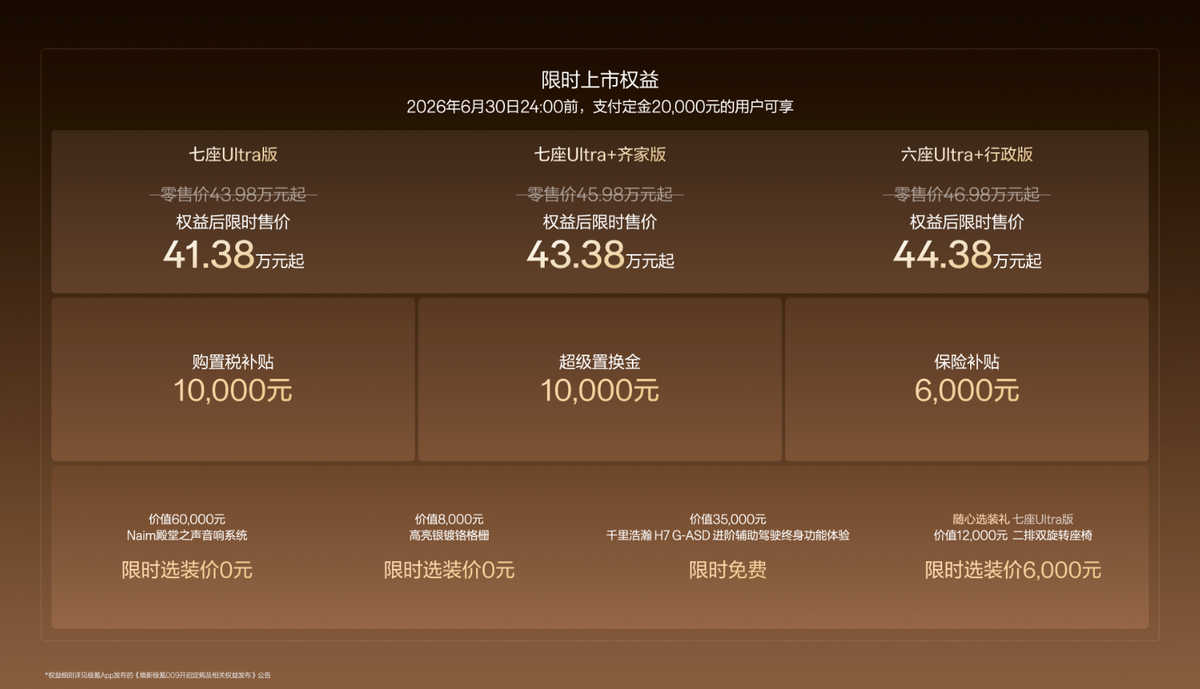 再造巅峰！焕新极氪009上市，权益价41.38万元起